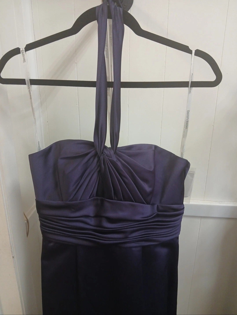 David's Bridal Purple Satin Halter Dress Size 6